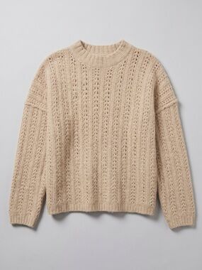 Open Knit Mock Neck Sweater